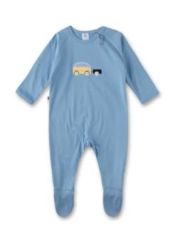 Sanetta Jungen-Overall Blau | Praktischer und bequemer Strampler aus Bio-Baumwolle für Jungen. Babystrampler mit Füßchen | Baby Overall von Sanetta