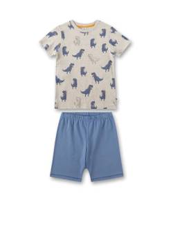 Sanetta Jungen-Schlafanzug Beige | Hochwertiger und bequemer Schlafanzug aus Bio-Baumwolle für Jungen. Kurzarm Schlafanzug mit Dinoprint | Pyjamaset für Jungen von Sanetta