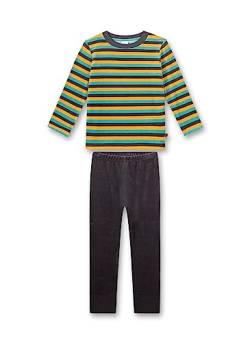 Sanetta Jungen-Schlafanzug Bunt Geringelt aus Nicki | Bequemer Schlafanzug für Jungen lang. | Pyjamaset Größe 092 von Sanetta