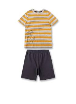 Sanetta Jungen-Schlafanzug Gelb | Hochwertiger und bequemer Schlafanzug aus Bio-Baumwolle für Jungen. Kurzarm Schlafanzug mit Dinomotiv | Pyjamaset für Jungen von Sanetta