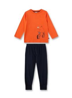 Sanetta Jungen-Schlafanzug Orange | Hochwertiger und bequemer Schlafanzug aus Bio-Baumwolle für Jungen. Pyjamaset für Jungen 104 von Sanetta