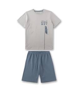 Sanetta Jungen-Schlafanzug kurz Grau | Hochwertiger und bequemer Schlafanzug aus Baumwolle für Jungen. Pyjamaset für Jungen 128 von Sanetta