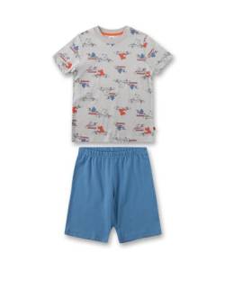 Sanetta Jungen-Schlafanzug kurz Grau | Hochwertiger und bequemer Schlafanzug aus Bio-Baumwolle für Jungen. Kurzarm Schlafanzug mit Tierprint | Pyjamaset für Jungen von Sanetta