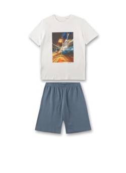 Sanetta Jungen-Schlafanzug kurz Off-White | Hochwertiger und bequemer Schlafanzug aus Baumwolle für Jungen. Pyjamaset für Jungen 128 von Sanetta