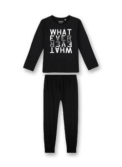Sanetta Jungen-Schlafanzug lang Schwarz | Hochwertiger und bequemer Schlafanzug aus Baumwolle für Jungen. Pyjamaset für Jungen 128 von Sanetta