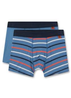 Sanetta Jungen-Shorts (Doppelpack) Blau | Hochwertige und nachhaltige Unterhose für Jungen aus Bio-Baumwolle. Unterhose mit Webbund und Ringelmuster | Inhalt: 2er Set Unterwäsche für Jungen von Sanetta