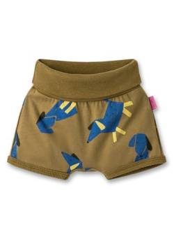 Sanetta Jungen-Shorts Grün | Praktische und Bequeme Sweathose aus Bio-Baumwolle für Jungen. Hose mit Umschlagbund und Hundeprint | Baby Bekleidung von Sanetta