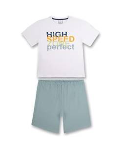 Sanetta Jungen Shorty/ kurzer Schlafanzug HIGH Speed,weiß-grau 245236 gr.164 von Sanetta