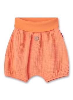 Sanetta Mädchen-Shorts Orange | Praktische und Bequeme Musselin Shorts aus Bio-Baumwolle für Mädchen. Hose mit Umschlagbund und Knopfleiste | Baby Bekleidung von Sanetta