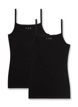 Sanetta Mädchen-Unterhemd (Doppelpack) Schwarz | Hochwertiges und nachhaltiges Unterhemd für Mädchen aus Baumwolle. Inhalt: 2er Set Unterwäsche für Mädchen 164 von Sanetta