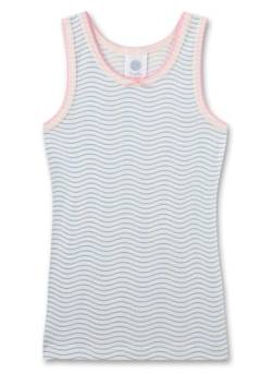 Sanetta Mädchen-Unterhemd Blau | Hochwertiges und nachhaltiges Unterhemd für Mädchen aus Bio-Baumwolle. Unterhemd mit Schleifchen und Wellenprint | Unterwäsche für Mädchen von Sanetta