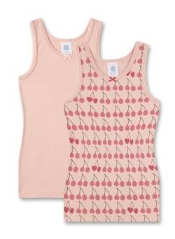 Sanetta Mädchen-Unterhemd Rosa | Hochwertiges und nachhaltiges Unterhemd für Mädchen aus Bio-Baumwolle. Unterhemd mit Schleifchen und Kirschenprint | Inhalt: 2er Set Unterwäsche für Mädchen von Sanetta