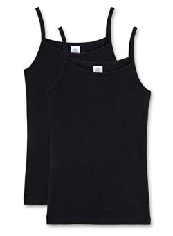 Sanetta Mädchen Unterhemd im Doppelpack mit schmalen Trägern, schwarz 10015, 176, Farbe:Schwarz (Super Black 10015), Größe:152 von Sanetta