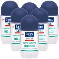 6 x SANEX Men Deo Roll-On "Dermo Sensitive" für empfindliche Haut - 50ml von Sanex