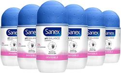 SANEX Deo Roll-on WOMEN "Dermo Invisible" hält die Haut gesund - 6er Pack (6 x 50ml) von Sanex