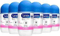 SANEX Deo Roll-on Women "Dermo Invisible" für alle Hauttypen - 6er Pack (6 x 50 ml) von Sanex
