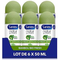 SANEX - Deodorant Kugel Natur Protect Fresh Effacy – Deodorant für Damen & Herren – Bio-Bambusextrakt & natürliches Bambuspulver – Geruchsschutz 48 Stunden – Vegan – 6 x 50 ml von Sanex