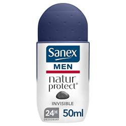 SANEX - Deodorant mit Kugel Men Natur Protect Invisible – Deodorant für Herren mit Alaunstein – Wirksamkeit 24 Stunden – ohne Alkohol, ohne Farbstoffe – 50 ml von Sanex