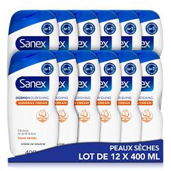 SANEX Dermo Pflegecreme für die ganze Familie* – entwickelt mit Dermatologen – spendet Feuchtigkeit und schützt die Haut – macht die Haut widerstandsfähiger – 400 ml x 12 Stück von Sanex