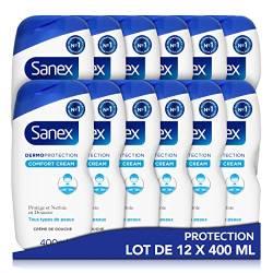 SANEX - Dermo Protection Duschcreme,entwickelt mit Dermatologen – reinigt sanft, spendet Feuchtigkeit & schützt – macht die Haut widerstandsfähiger – Wiederherstellung - 12er pack von Sanex