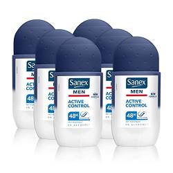 Sanex Men Active Control Antitranspirant, Roll On Deo für Männer mit 48h Geruchsaufnahme, 0% Alkohol*, dermatologisch getestet für alle Hauttypen, Multipack, 6er Pack, 50ml von Sanex