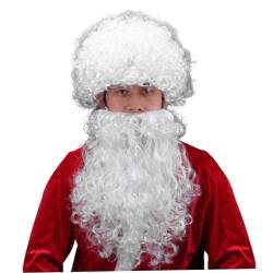 Santa Beard und Perückenset, 2pcs/Set Realistic Santa Claus White Beard Perücke, Cosplay -Weihnachtsheilzeit & Beard, Männer Weihnachtsklausel Kostüm -Cosplay -Accessoires für Cosplay -Party von Sanfiyya