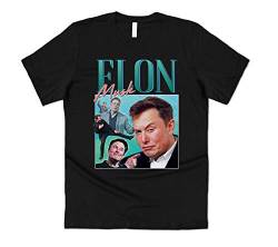 Sanfran Clothing Elon Musk Homage Funny Meme Icon Legend 90er 80er Tesla Space X T-Shirt Gr. L, Schwarz von Sanfran Clothing