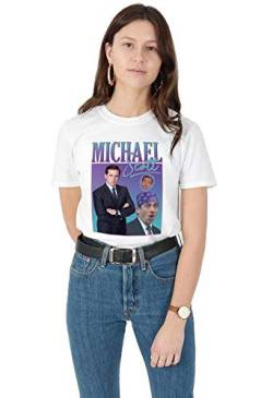 Sanfran Clothing Michael Scott Homage Top Funny Tribute Geschenk TV Legende The Office T-Shirt, weiß, S von Sanfran Clothing