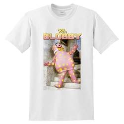 Sanfran Clothing Mr Blobby Homage T-Shirt mit englischer Aufschrift "Mr Blobby Homage" Gr. L, weiß von Sanfran Clothing