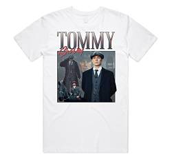 Sanfran Clothing Tommy Shelby Homage Top Peaky TV Show Geschenk Tom Thomas by Order Cillian Murphy T-Shirt, weiß, M von Sanfran Clothing