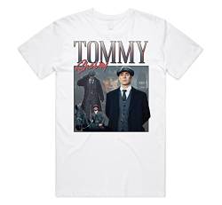 Sanfran Clothing Tommy Shelby Homage Top Peaky TV Show Geschenk Tom Thomas by Order Cillian Murphy T-Shirt, weiß, XL von Sanfran Clothing