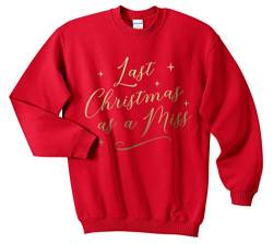 Sanfran – Last Christmas As A Miss Top Weihnachten Lustiger Hochzeit Mrs Bride Pullover Sweater, rot, Klein von Sanfran Clothing
