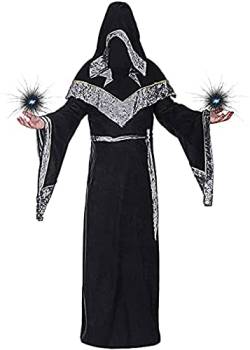 Mystic Zauberer Robe Halloween Cosplay Kostüme für Männer Erwachsene Mittelalter Retro Uniform Vintage Renaissance Kleidung mit Kapuze Umhang Männlicher Priester Outfit Zauberer Umhang Mönch Roben, von Sangdut