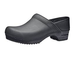 Sanita | Julie Geschlossener Clog | Original hangemacht | Lederclog mit Holzsohle für Damen | Schwarz | 40 von Sanita