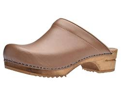 Sanita Lars offener Clog | Original handgemacht | Leder Holzclog für Herren | Nachhaltige Sohle | Cognacbraun | 45 EU von Sanita