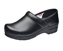 Sanita | Professional geschlossener Clog, PU Leder | Original handgemacht für Männer | Anatomisch geformtes Fußbett mit weichem Schaum | Schwarz | 40 EU von Sanita