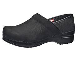 Sanita | Professional geschlossener Clog, geöltes Leder | Original handgemacht für Männer | Anatomisch geformtes Fußbett mit weichem Schaum | Schwarz | 41 EU von Sanita