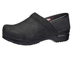 Sanita | Professional geschlossener Clog, geöltes Leder | Original handgemacht für Männer | Anatomisch geformtes Fußbett mit weichem Schaum | Schwarz | 44 EU von Sanita