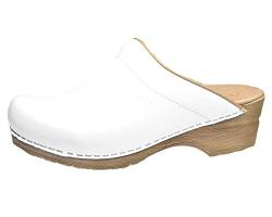 Sanita | Sandra offener Clog | Original handgemacht | Flexible Leder-Clogs für Damen | Anatomisch geformtes Fußbett mit weichem Schaum | Weiß | 38 EU von Sanita