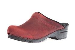 Sanita | Sonja Offener Clog, geöltes Leder | Original handgemacht für Damen | Anatomisch geformtes Fußbett mit weichem Schaum | Rot | 37 EU von Sanita