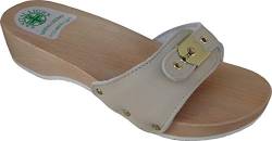 Sanital Light - Damen Holzschuhe Leder Clogs Holz Sohle Holzclogs Art. 100 - Obermaterial Leder Beige - 36 von Sanital Light