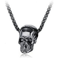 Sanixa Edelstahlkette Totenkopfkette silber schwarz Halskette Edelstahl mit Anhänger Skull, Herrenkette Damenkette Halsschmuck von Sanixa