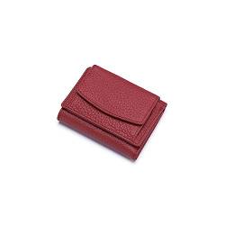 Sank Blaudonau Handgefertigte RFID-Geldbörse aus weichem Leder, Mini-Geldbörse mit RFID-geschütztem Kreditkartenetui für Frauen. (Rot) von Sank