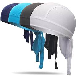 Sanlianzi Sports Bandana Cap, 4 stück Kopftuch Herren Sommer Laufmütze, Elastizität Atmungsaktiv Nimmt Schweiß Fahrrad Kopfbedeckung UV Schutz Kopftücher von Sanlianzi