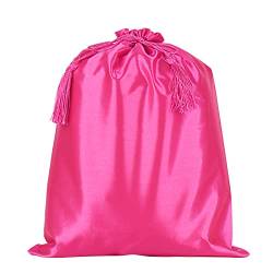 Stück Satin Perücke Taschen mit Kordelzug Weiche Verpackung Taschen Haarverlängerung Beutel Reisetaschen (Roserot kein Logo) von Sanmum