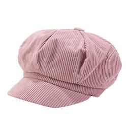 Sannysis Schirmmütze Einfacher Stil Vintage Baskenmütze Damen Bakerboy Mütze Cord Kappe Sommer Herbst Ballonmütze Barett Cap Pink von Sannysis Cap