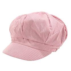 Sannysis Schirmmütze Einfacher Stil Vintage Baskenmütze Damen Bakerboy Mütze Cord Kappe Sommer Herbst Ballonmütze Barett Cap Rosa von Sannysis Cap