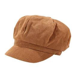 Sannysis Schirmmütze Einfacher Stil Vintage Baskenmütze Damen Bakerboy Mütze Cord Kappe Sommer Herbst Ballonmütze Barett Cap Rot von Sannysis Cap