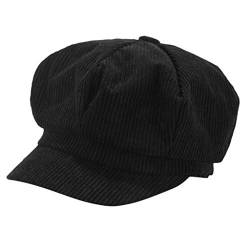 Sannysis Schirmmütze Einfacher Stil Vintage Baskenmütze Damen Bakerboy Mütze Cord Kappe Sommer Herbst Ballonmütze Barett Cap Schwarz von Sannysis Cap