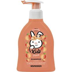 sanosan Shampoo Pfirsich für Kinder & Babys 200 ml - Haarshampoo mit Bio Olivenextrakt & Milchprotein - Haarpflege, Haar Shampoo für Kind & Baby von Sanosan